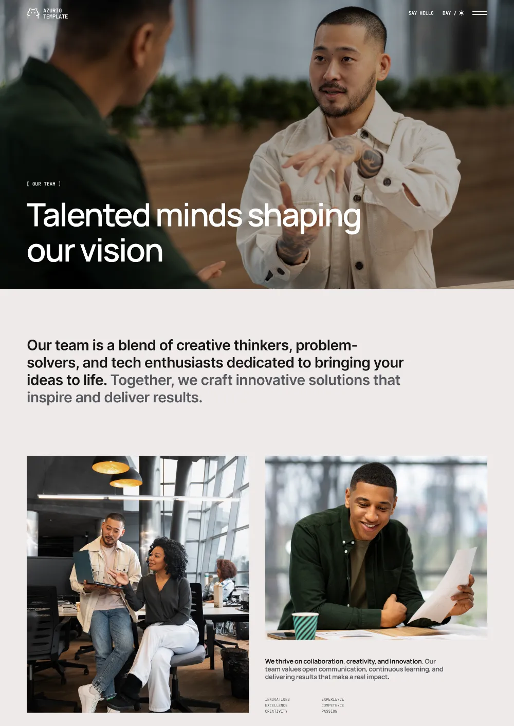 Azurio Template Image - Team Page Link
